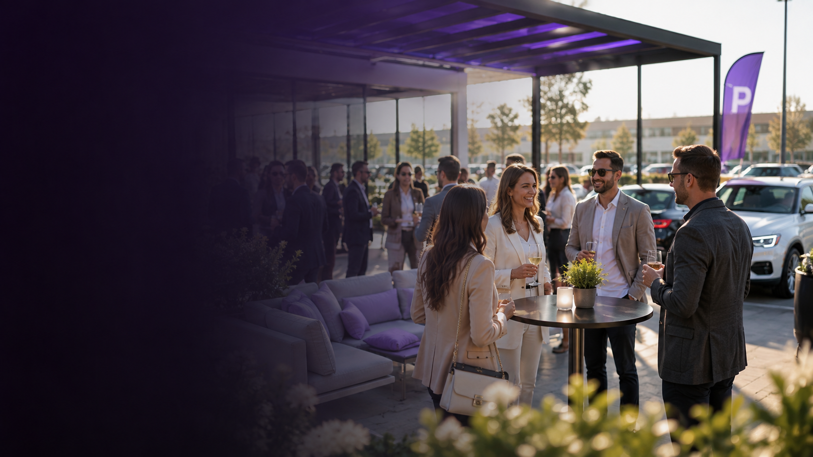 Dealers networking and sharing strategies at an outdoor event